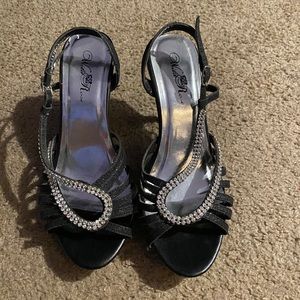 Black heel with gem design